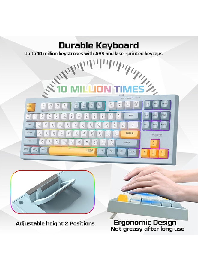 Twisted Mind TM-MK75-W Spectrum Series Wired Keyboard 80% Compact 87-Key Gasket Structure Membrane, English/ Arabic Layout RGB Backlit, 19-Key Anti-Ghosting USB-C Detachable Cable - Image 4