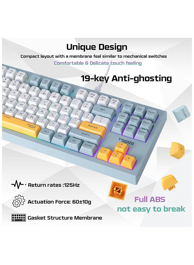 Twisted Mind TM-MK75-W Spectrum Series Wired Keyboard 80% Compact 87-Key Gasket Structure Membrane, English/ Arabic Layout RGB Backlit, 19-Key Anti-Ghosting USB-C Detachable Cable - Image 5