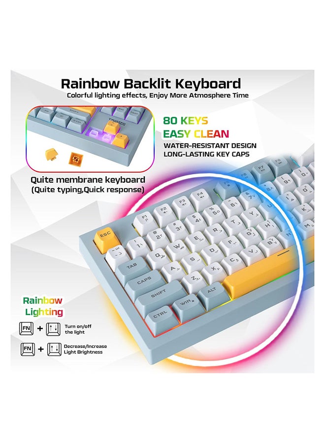 Twisted Mind TM-MK75-W Spectrum Series Wired Keyboard 80% Compact 87-Key Gasket Structure Membrane, English/ Arabic Layout RGB Backlit, 19-Key Anti-Ghosting USB-C Detachable Cable - Image 3