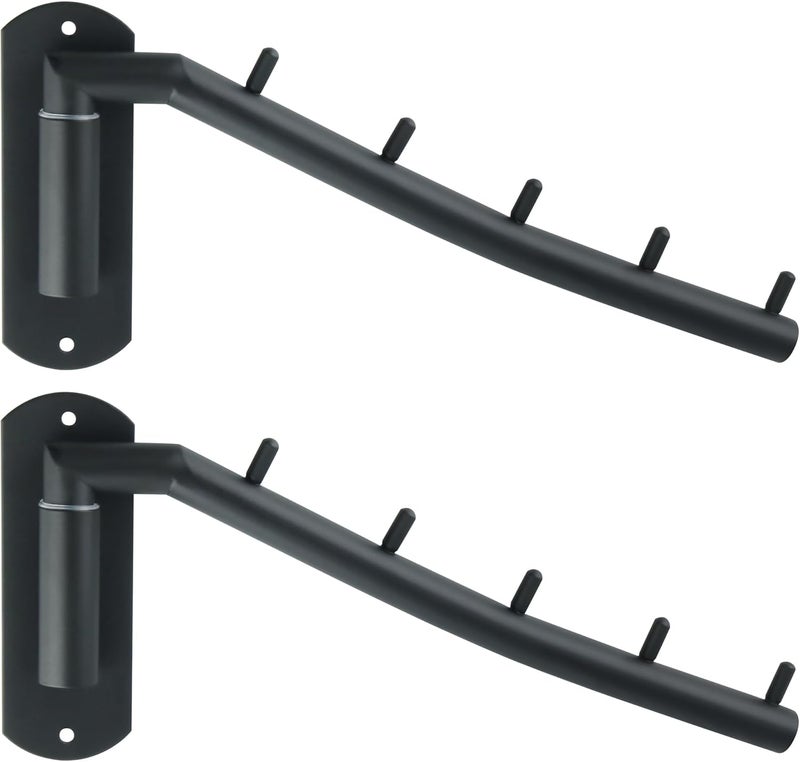 Alise Swing Clothes Hanger Rack,Black Garment Racks Wall Mounted Clothes Bar-Hanger Hooks Heavy Duty Folding Drying Rack Clothing Hanging System Closet Storage Organizer,Pack of 2 - Image 1