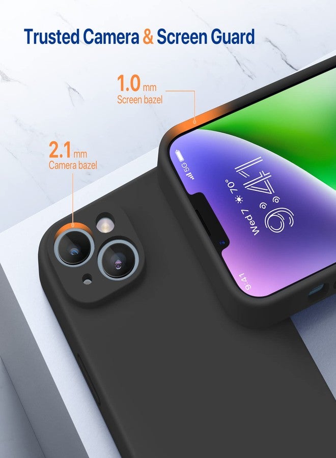 ميراكيس جراب Miracase مصمم خصيصًا لهاتف iPhone 14 مع واقي شاشة، [حماية محسّنة للكاميرا]، جراب سيليكون سائل مقاوم للصدمات مع بطانة من الألياف الدقيقة، 6.1 بوصة، أسود - Image 3