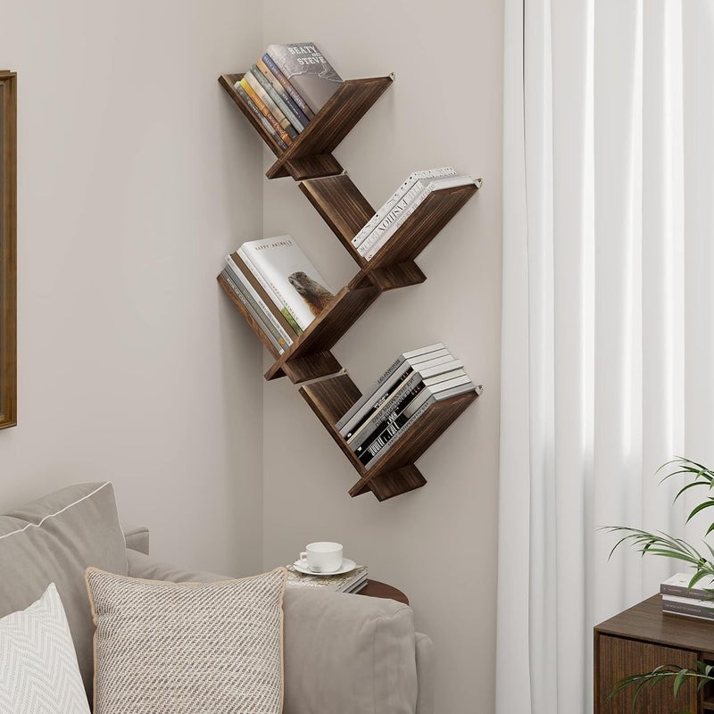 Craftware Bookcase Wall Wooden Floating Bookcase Vintage Small V Shape Wall Shelf for Book Study Bedroom Living Room Decoration Pack of 1 - Image 5