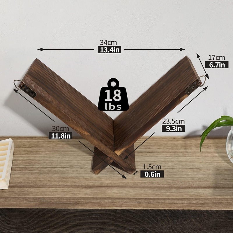 Craftware Bookcase Wall Wooden Floating Bookcase Vintage Small V Shape Wall Shelf for Book Study Bedroom Living Room Decoration Pack of 1 - Image 2