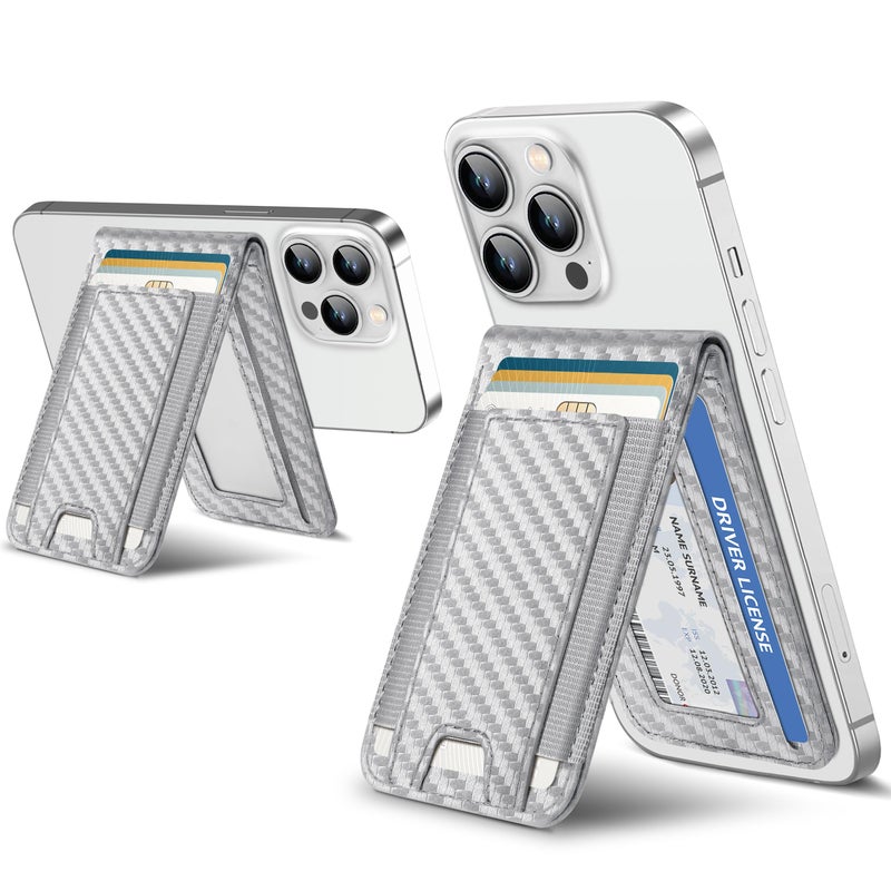 ExtreLife For Magsafe Wallet Adjustable Stand and Open ID Window Magnetic Wallet for iPhone 17161514 Pro Max14 Pro1414 Plus1312 Series 9 Cards Silver - Image 2