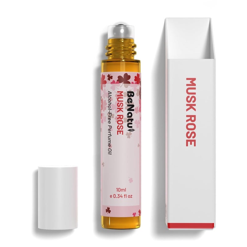 benatu Musk Rose Perfume Oil Roll On for Women Alcohol Free Eau de Parfum Travel Size Essential Oil Body Fragrance Concentrated  Long Lasting Floral Scent 10 ml