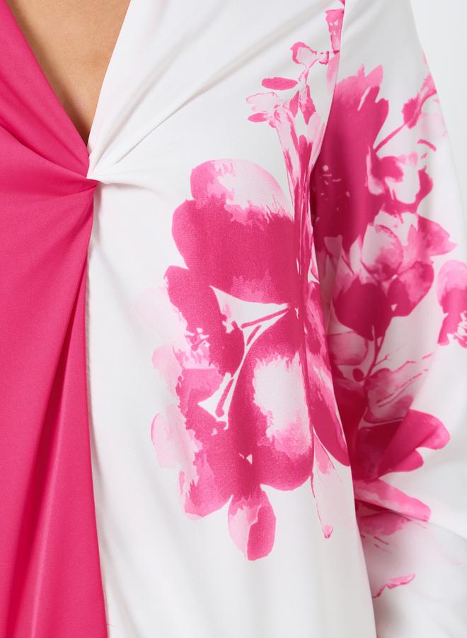 Take Two Floral Printed Ruffle Front Detail Long Sleeve Top - Image 4