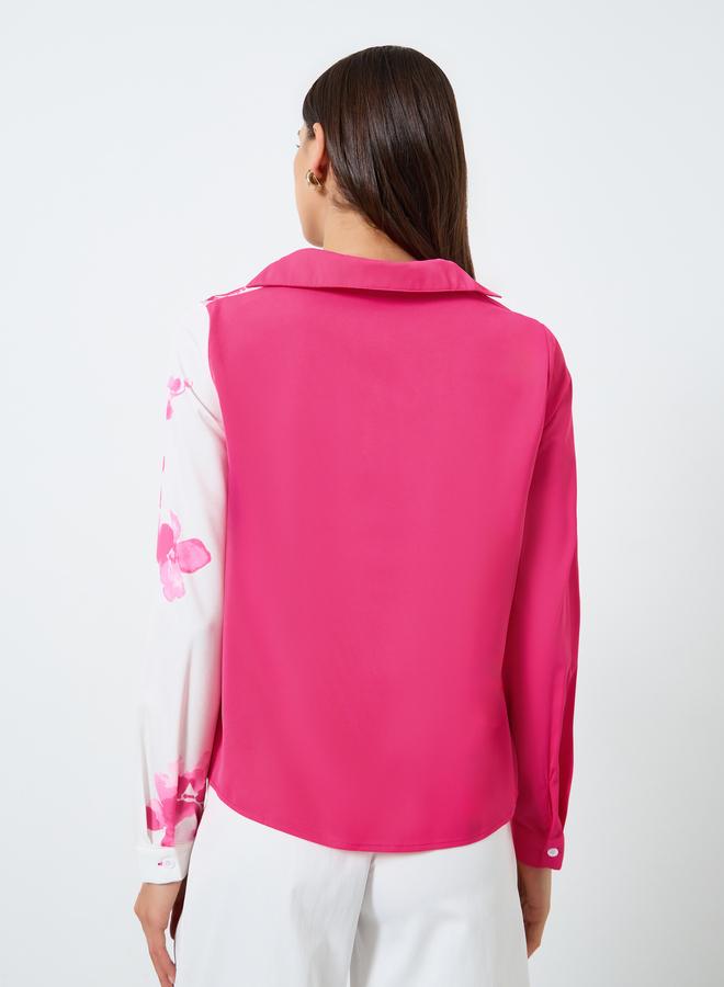 Take Two Floral Printed Ruffle Front Detail Long Sleeve Top - Image 5