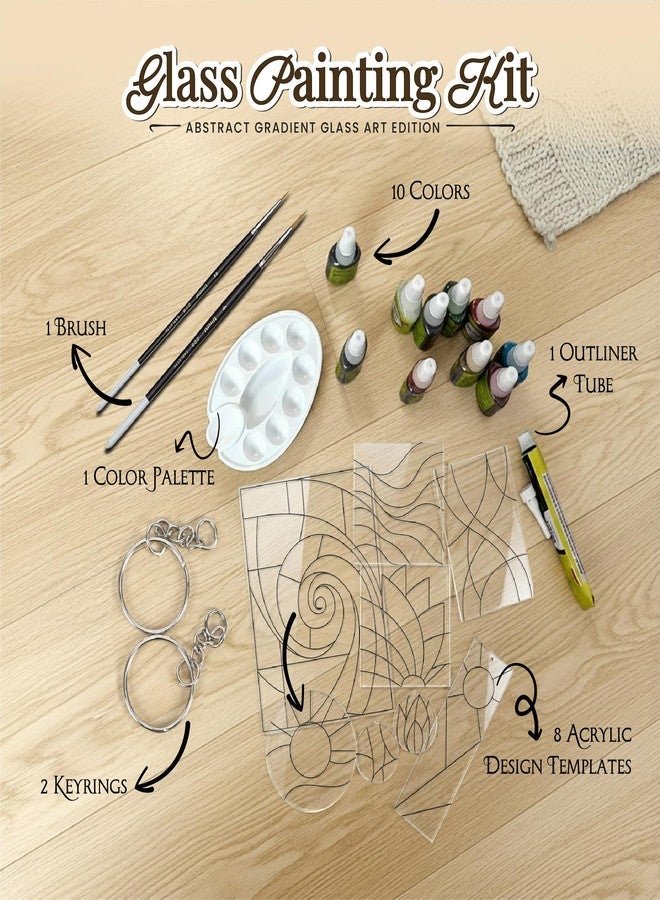 The Crafthives Abstract Glass Painting Kit | DIY Stained Glass Style Art Set with Acrylic Templates, Colours, Brushes & Outliner | Creative Glass Painting Craft Kit for Kids Beginners Adults - Image 2