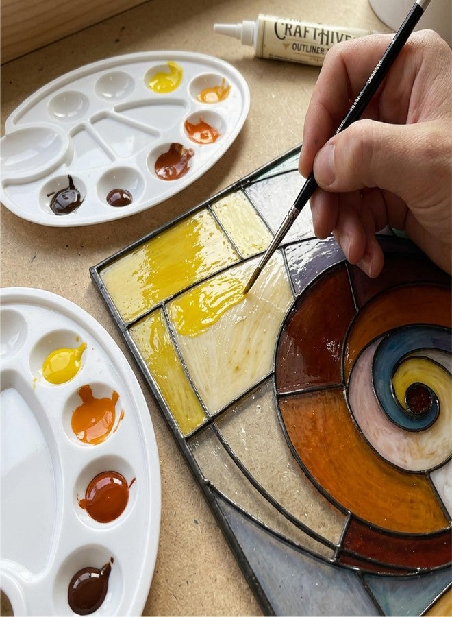The Crafthives Abstract Glass Painting Kit | DIY Stained Glass Style Art Set with Acrylic Templates, Colours, Brushes & Outliner | Creative Glass Painting Craft Kit for Kids Beginners Adults - Image 3