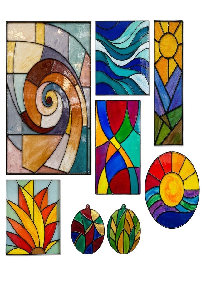 The Crafthives Abstract Glass Painting Kit | DIY Stained Glass Style Art Set with Acrylic Templates, Colours, Brushes & Outliner | Creative Glass Painting Craft Kit for Kids Beginners Adults - Image 1