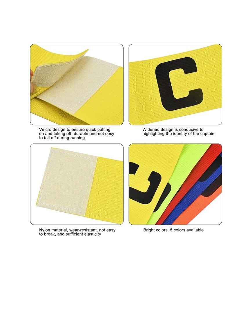 H PRO Pro Captain Armband Multicolor Football Captain Armband Sports Hockey Rugby Netball Player Adjustable Bands Captain Armband Retractable Elasticated Armbands For Adult Youth 5 Pcs - Image 3