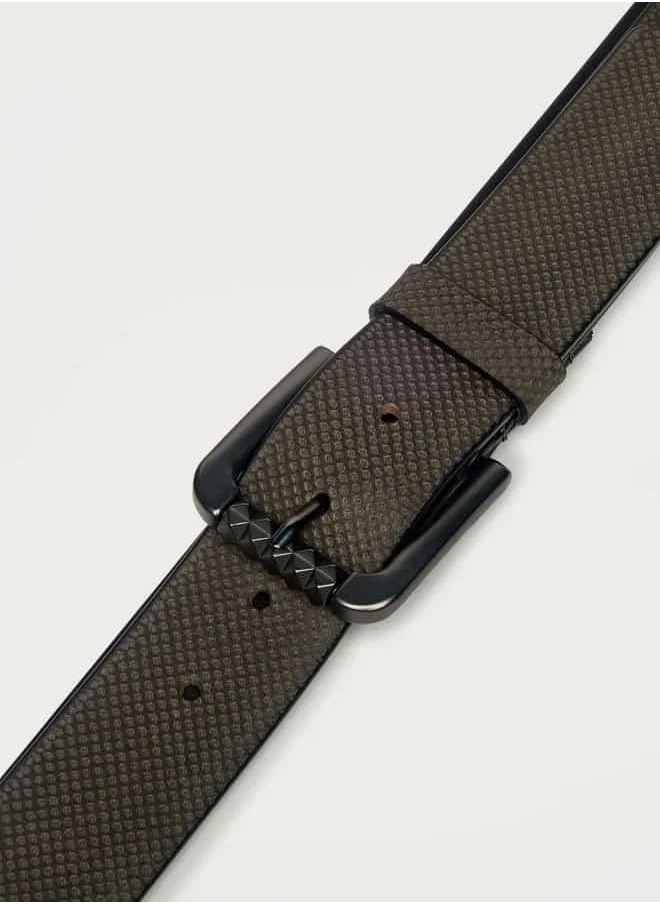 Ecko Unltd. Ecko Textured Leather Belt with Pin Buckle Closure