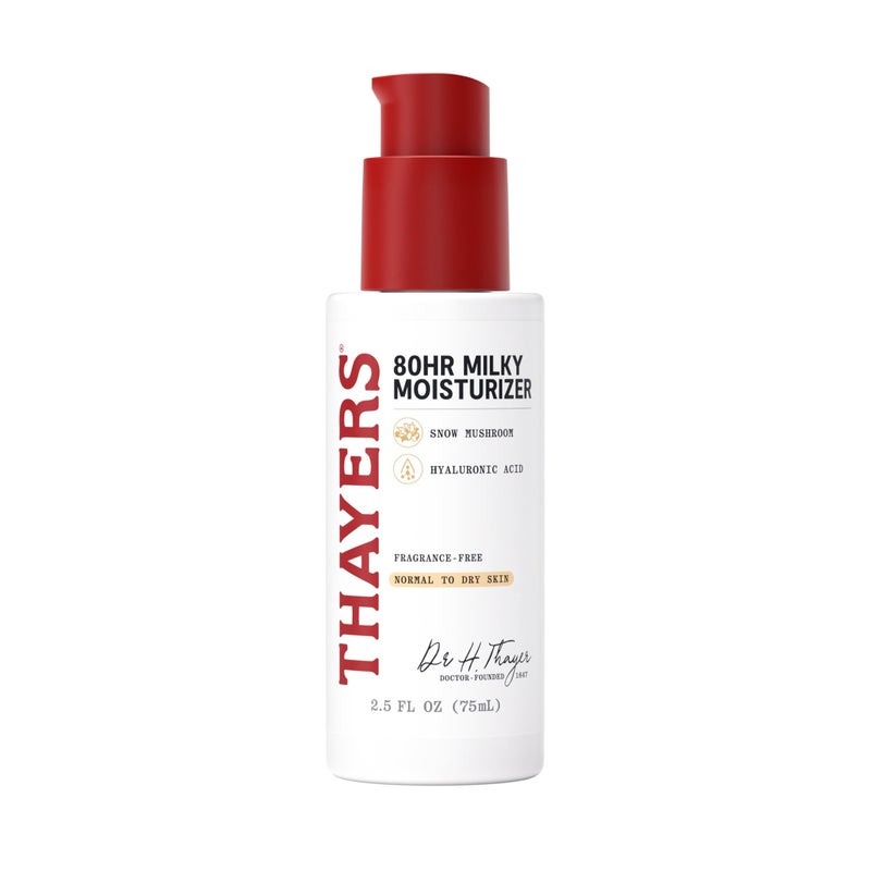 THAYERS 80HR Face Moisturizer, Face Cream with Hyaluronic Acid and Snow Mushroom, Milky Moisturizer, Lightweight Hydration for Normal to Dry Skin, Fragrance Free Skin Care, 2.5 Oz - Image 1