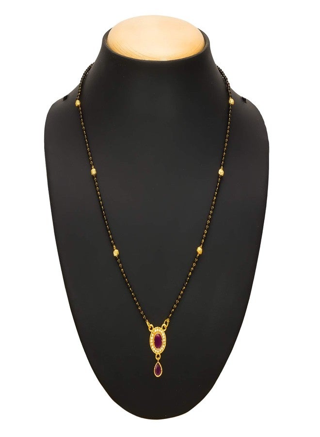 Aadita Latest Fashion Traditional Gold Plated and American Diamond Mangalsutra for Women (Golden) (DT2433MS) - Image 5