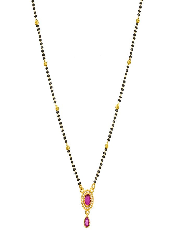 Aadita Latest Fashion Traditional Gold Plated and American Diamond Mangalsutra for Women (Golden) (DT2433MS) - Image 1