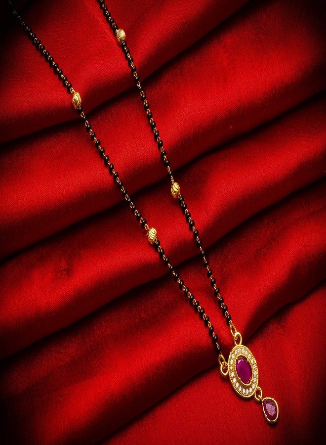 Aadita Latest Fashion Traditional Gold Plated and American Diamond Mangalsutra for Women (Golden) (DT2433MS) - Image 2