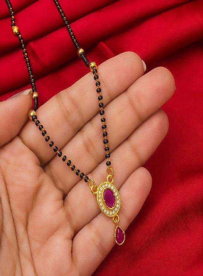 Aadita Latest Fashion Traditional Gold Plated and American Diamond Mangalsutra for Women (Golden) (DT2433MS) - Image 3