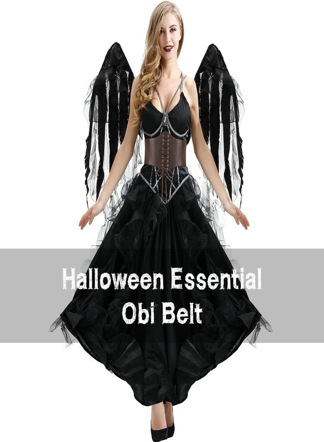 LEACOOLKEY 2 Pack Lace-up Cinch Belts Women Corset Waist Belt Tied Corset Elastic Belt Wide Belt for Women Dress Halloween - Image 5