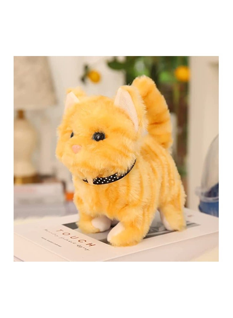 Interactive Electric Plush Cat Toy, Walking and Meowing Stuffed Animal, Persian Kitten with Wagging Tail, Fun Companion for Kids, Perfect Birthday Gift (Yellow) - Image 1