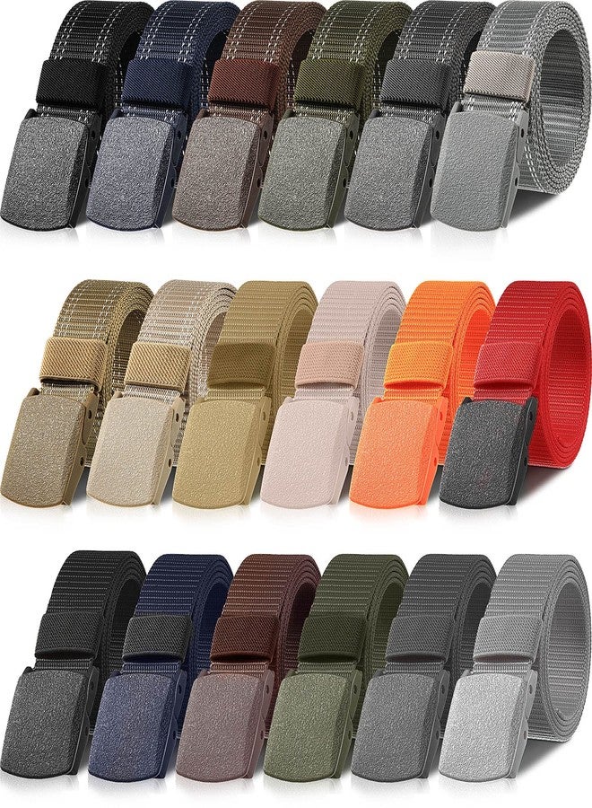 JaGely 18 Pack Nylon Tactical Belts Breathable Military Duty Belt with Plastic Buckle Webbing Canvas Belts for Men Women Outdoor - Image 1