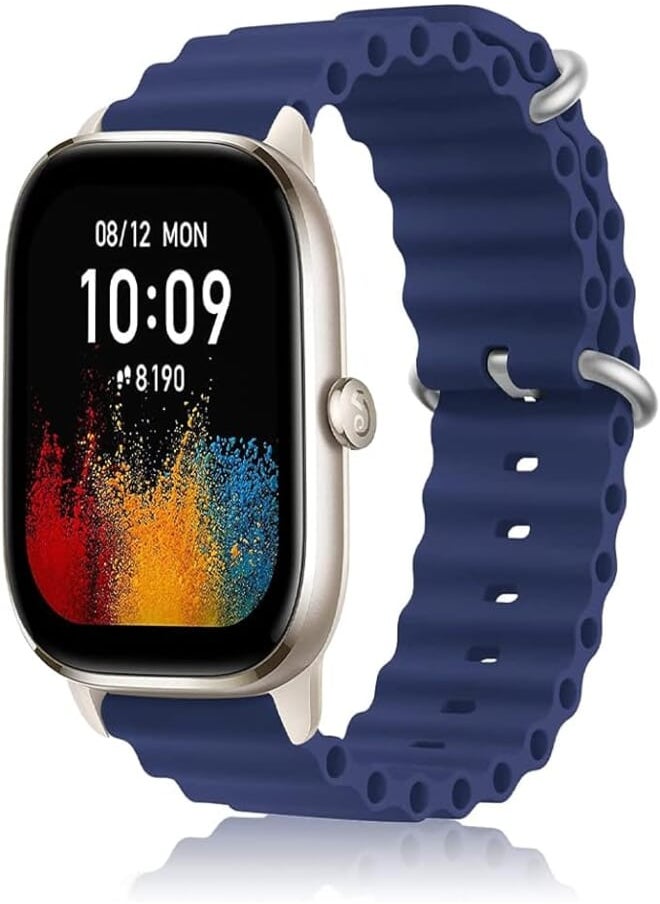 Generic - Generic ToVioc 20 mm Bracelet Compatible with Amazfit GTS 4 Mini/GTS 4 / GTS 3 / GTS 2 Mini, Ocean Silicone Breathable Replacement Strap Compatible with Amazfit Bip 3 / Bip 3 Pro/Bip Lite/Bip - Blue - Image 1