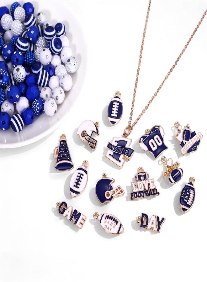 سيالكسهيني أكثر من 2200 قطعة من خرز يوم المباراة لصنع الأساور من خرز طين البوليمر، خرز لؤلؤ كريستالي، حروف ذهبية، خرز فاصل، خرز كرة القدم، خرز يوم المباراة لصنع القلائد والأساور، الحرف اليدوية (أزرق أبيض) - Image 5