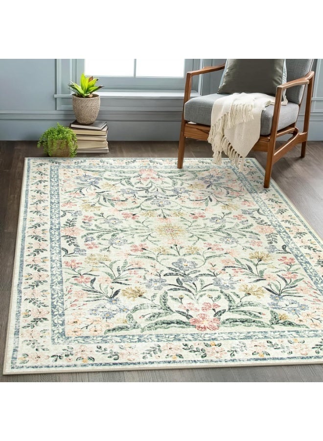 Retro Persian style living room coffee table bedroom carpet - anti slip, stain resistant, easy to clean, washable, soft and comfortable area carpet - Image 5