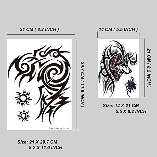 Leoars Large Tribal Temporary Tattoos, Big Totem Tattoo Stickers for Men Guys Waterproof Arm Fake Tattoo for Rave Party Makeup, 6-Sheet - Image 3