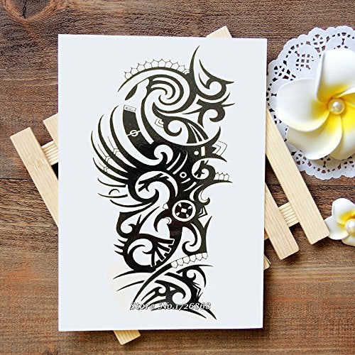 Leoars Large Tribal Temporary Tattoos, Big Totem Tattoo Stickers for Men Guys Waterproof Arm Fake Tattoo for Rave Party Makeup, 6-Sheet - Image 5