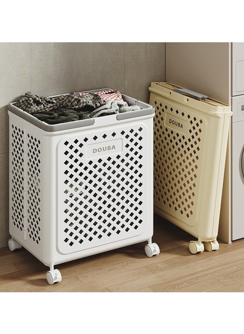Rolling Grocery Cart Laundry Hamper With Foldable Handle For Dorm,Bathroom,Laundry Basket With Wheels,Vertical Rolling Laundry Cart, Laundry, Towels, Mesh Storage Basket