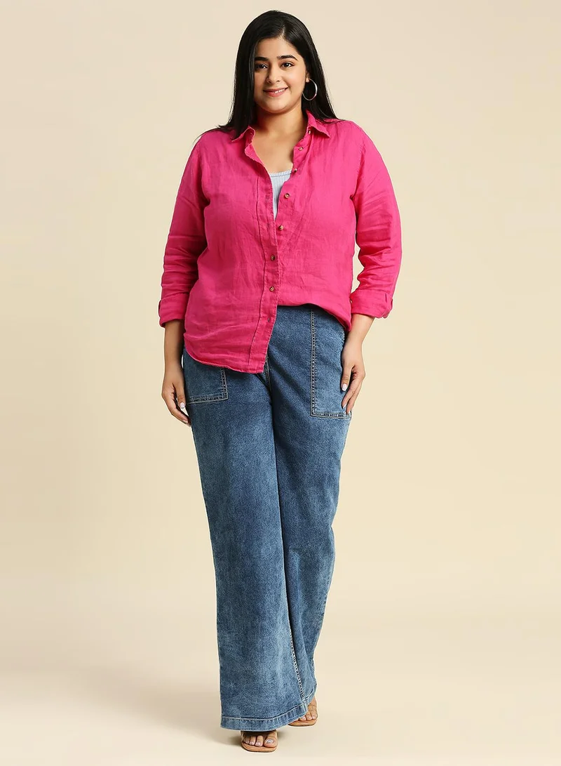HIGH STAR Mid Blue Plus Size Jeans for Women
