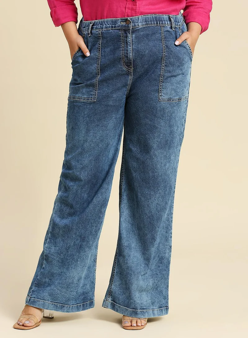 هاي ستار Mid Blue Plus Size Jeans for Women
