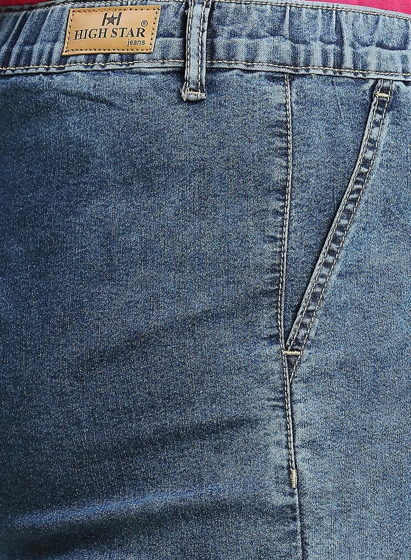 HIGH STAR Mid Blue Plus Size Jeans for Women