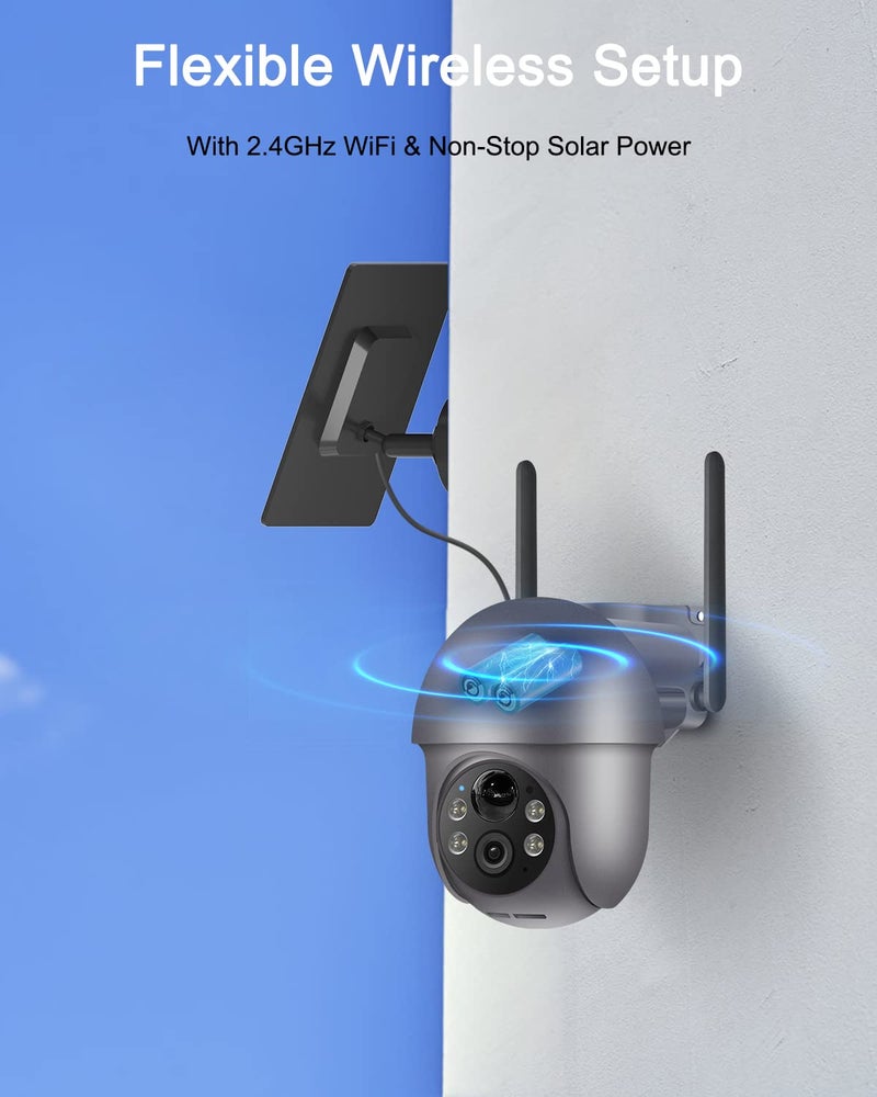 ANRAN 5MP Security Cameras Wireless Outdoor, Solar Camera Wireless with 360° View for Home Surveillance, WiFi Camera with Spotlights, PIR Detection, Color Night Vision, Siren Alarm, Q1 Max Grey - Image 3