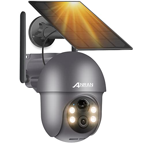 ANRAN 5MP Security Cameras Wireless Outdoor, Solar Camera Wireless with 360° View for Home Surveillance, WiFi Camera with Spotlights, PIR Detection, Color Night Vision, Siren Alarm, Q1 Max Grey - Image 1