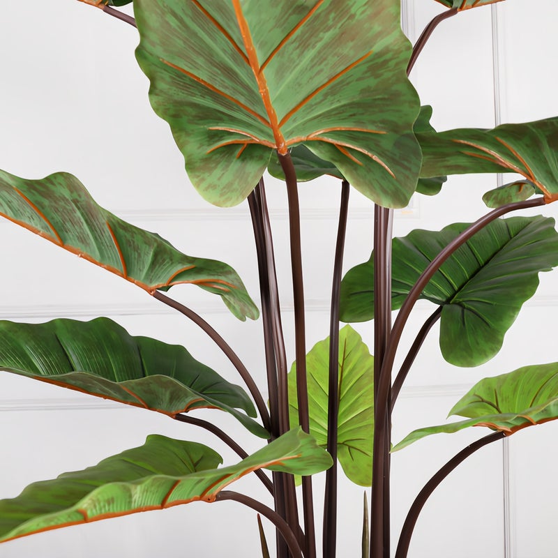 شاربدو نبتة قلقاس قوس قزح خضراء اصطناعية في أصيص، مع أصيص زهور أسود، مناسبة لتزيين المنزل والمكتب وغرفة المعيشة - Image 5