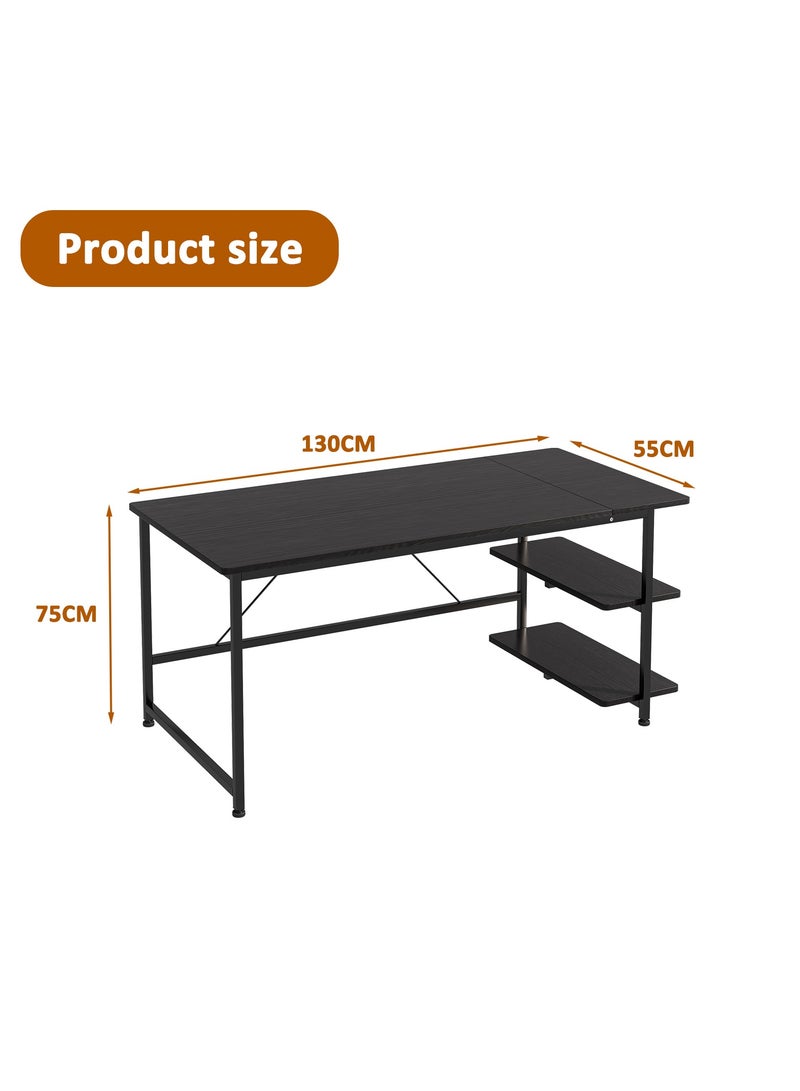 Zanotta Black Study Desk Study Table Office Table with 3-Tier Shelves Bedroom Study Table Large Storage Desk for Home office Study Black - Image 4