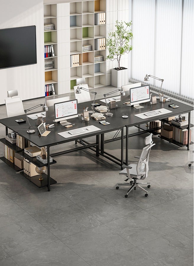 Zanotta Black Study Desk Study Table Office Table with 3-Tier Shelves Bedroom Study Table Large Storage Desk for Home office Study Black - Image 5