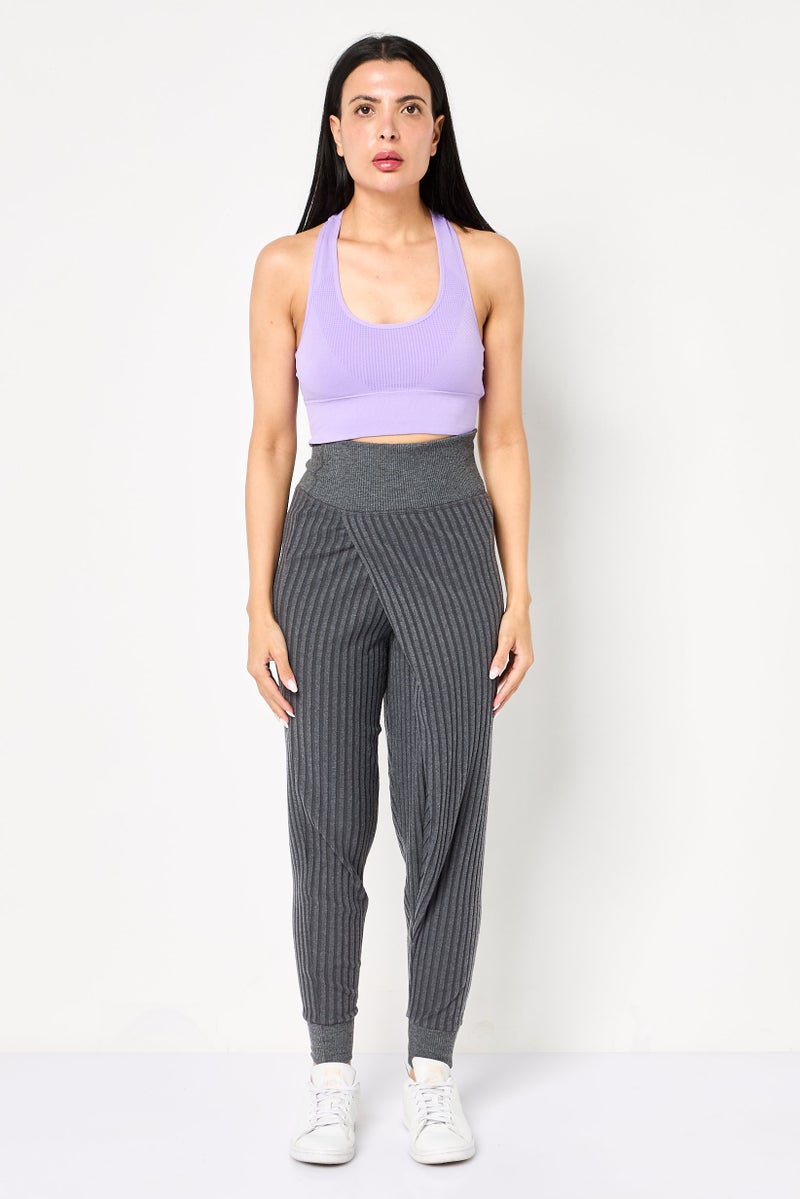 Nike Women Loose Fit Stripe Yoga Leggings, Grey - Image 2