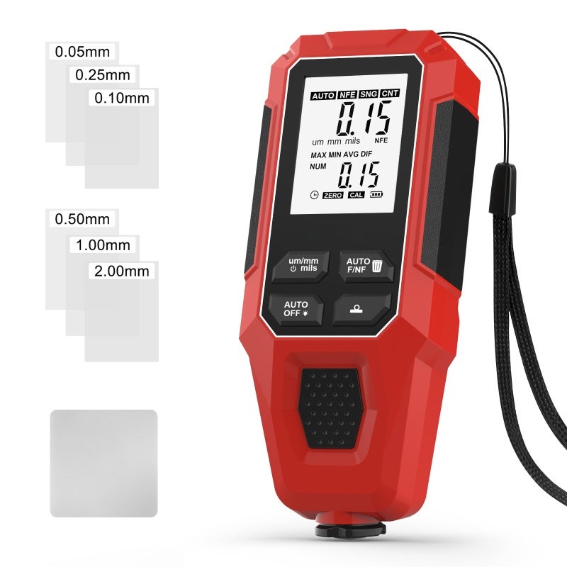 High Precision Car Paint Gauge: Coating Thickness Meter with Fe NFe Probe - 0-2000µm Range for Auto Electroplate Measurement, Portable Quality Inspection Tool for Metal Enamel Chrome Anodized Coating - Image 1