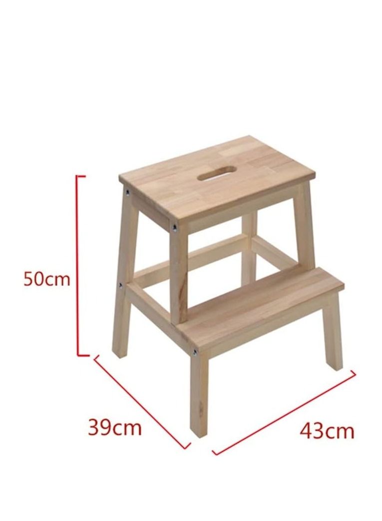 كابتن تيك سلم سلم سلمي سلم سلم خشبي من خطوتين ، سلم عملي ، مسند للقدمين ، طاولة جانبية لغرفة المعيشة / مسند قدم للأطفال ، طبيعي 43 * 39 * 50 سم - Image 2
