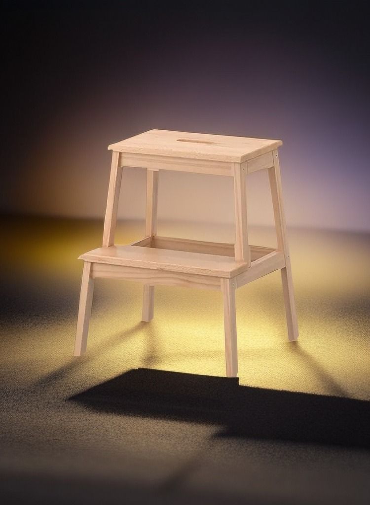 كابتن تيك سلم سلم سلمي سلم سلم خشبي من خطوتين ، سلم عملي ، مسند للقدمين ، طاولة جانبية لغرفة المعيشة / مسند قدم للأطفال ، طبيعي 43 * 39 * 50 سم - Image 4