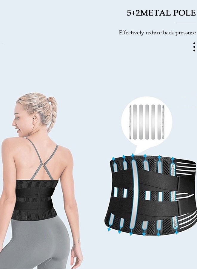 DUNISO Sports Back Brace for Men and Women Breathable Waist Lumbar Lower Back Support Belt for Sciatica Herniated Disc Scoliosis Back Pain Relief Heavy lifting with Dual Adjustable Straps - Image 4