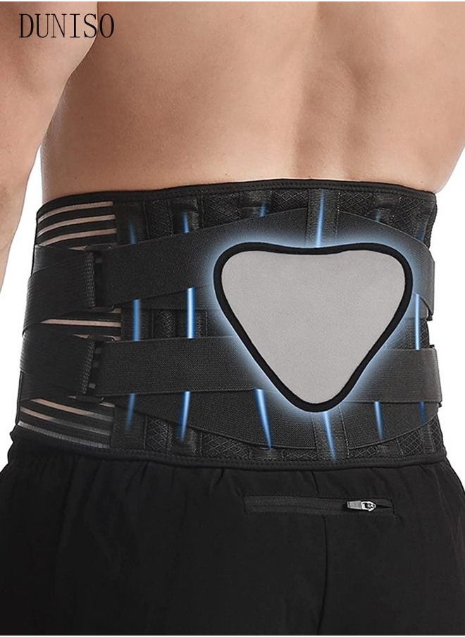 DUNISO - Sports Back Brace for Men and Women Breathable Waist Lumbar Lower Back Support Belt for Sciatica Herniated Disc Scoliosis Back Pain Relief Heavy lifting with Dual Adjustable Straps - Image 1