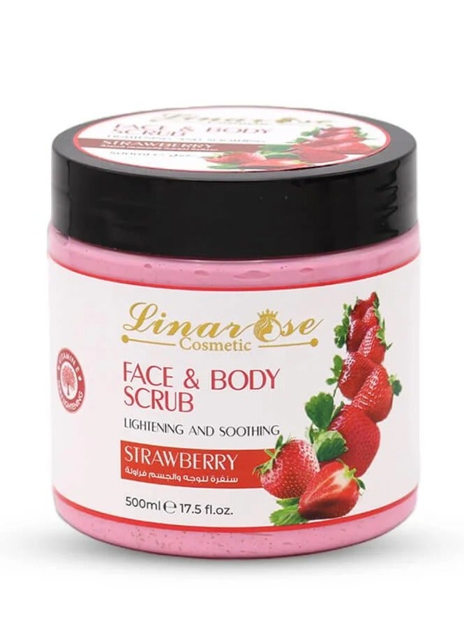 لينا روز سنفرة للوجه والجسم بالفراولة - 500 مل - Image 1