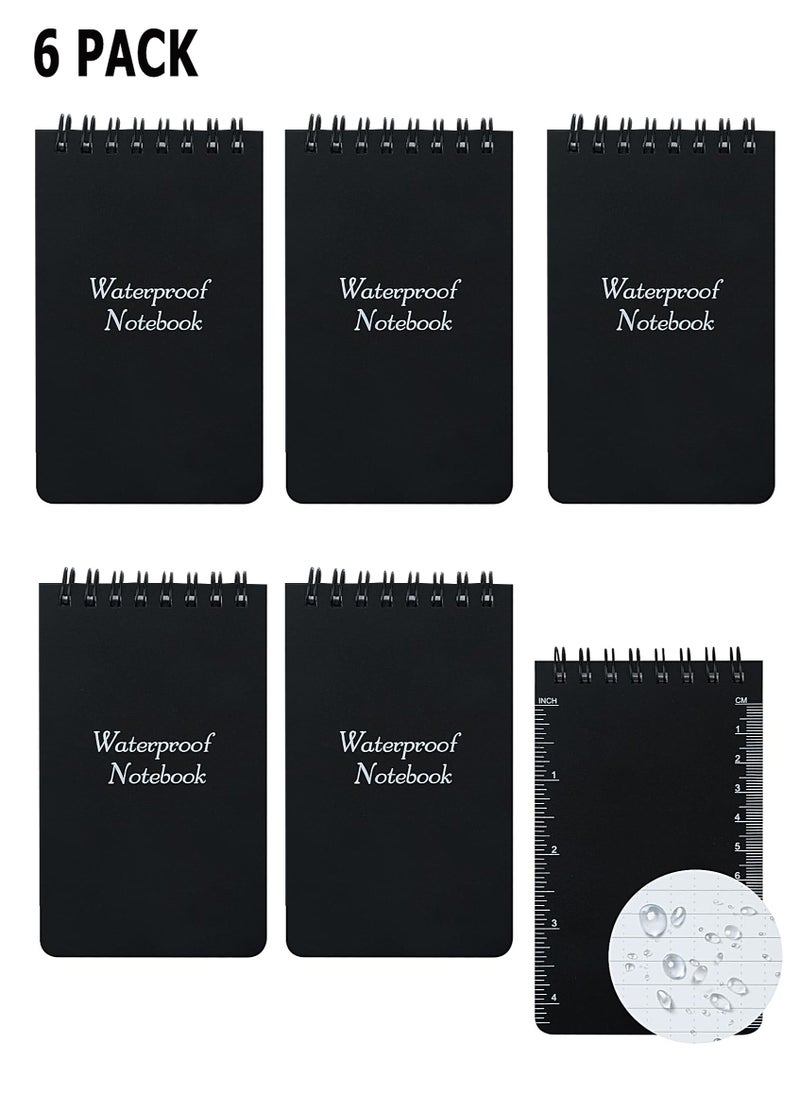 JSDUN - 6PCS Mini Waterproof Notebook, A7 50 Sheets Waterproof Pocket Notepad, All-Weather Waterproof Notepad with Top Spiral, Pocket Notebook for Outdoor Activity Recording(3 x 5 inches) - Image 1