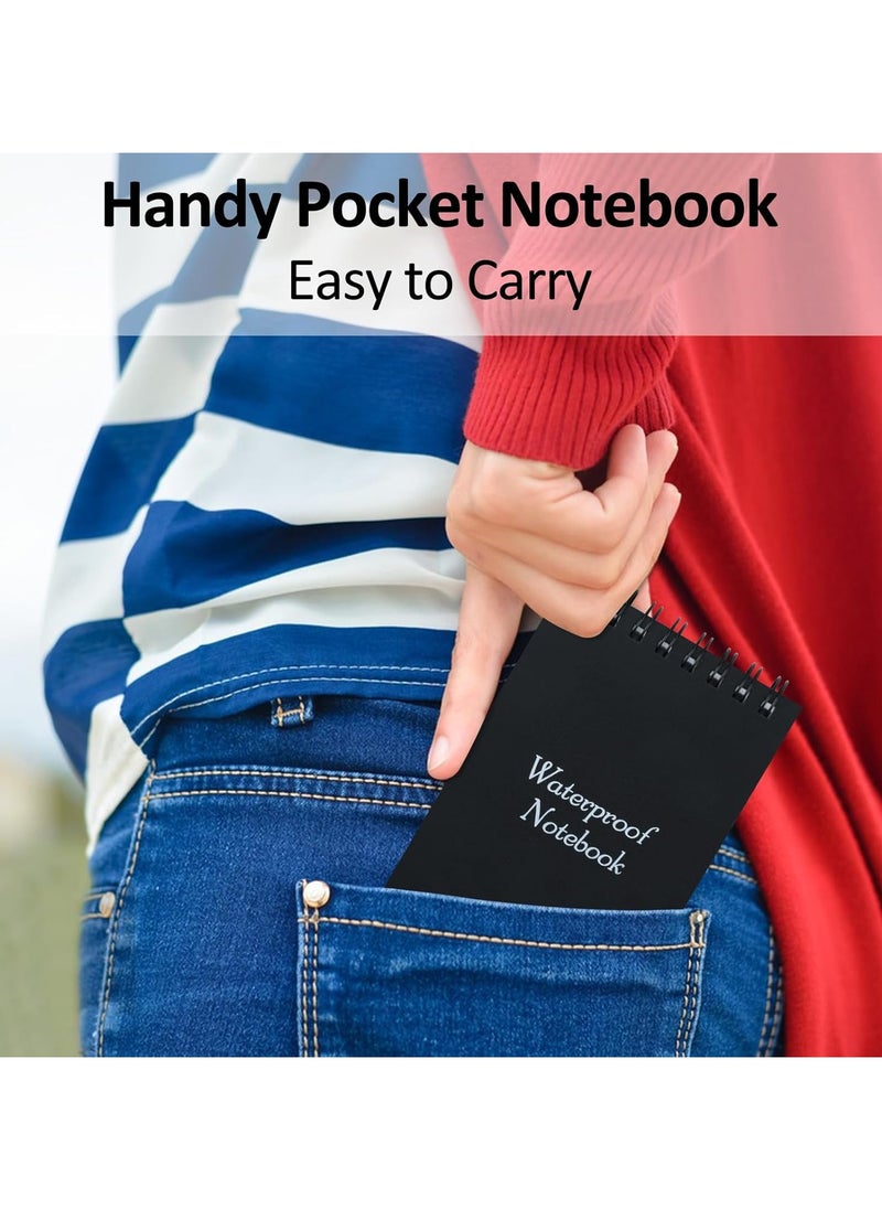 JSDUN - 6PCS Mini Waterproof Notebook, A7 50 Sheets Waterproof Pocket Notepad, All-Weather Waterproof Notepad with Top Spiral, Pocket Notebook for Outdoor Activity Recording(3 x 5 inches) - Image 1