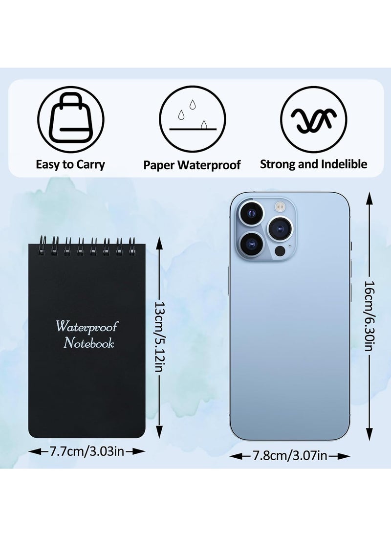 JSDUN - 6PCS Mini Waterproof Notebook, A7 50 Sheets Waterproof Pocket Notepad, All-Weather Waterproof Notepad with Top Spiral, Pocket Notebook for Outdoor Activity Recording(3 x 5 inches) - Image 1