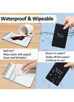 JSDUN 6PCS Mini Waterproof Notebook, A7 50 Sheets Waterproof Pocket Notepad, All-Weather Waterproof Notepad with Top Spiral, Pocket Notebook for Outdoor Activity Recording(3 x 5 inches)  - Image 2