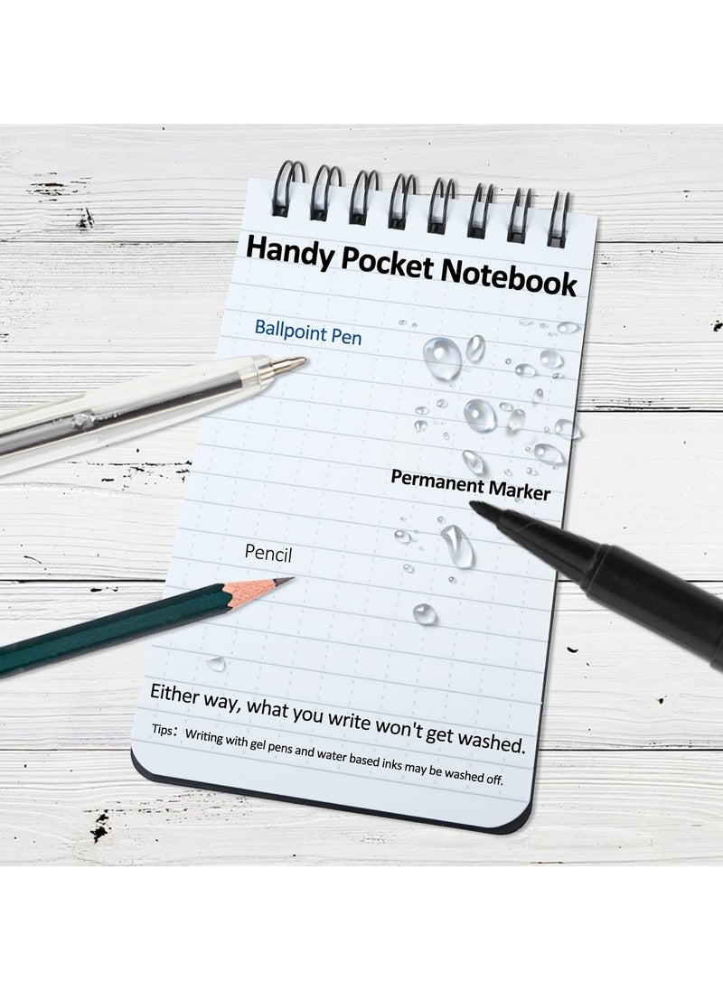 JSDUN - 6PCS Mini Waterproof Notebook, A7 50 Sheets Waterproof Pocket Notepad, All-Weather Waterproof Notepad with Top Spiral, Pocket Notebook for Outdoor Activity Recording(3 x 5 inches) - Image 1